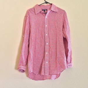 Orange plaid button up